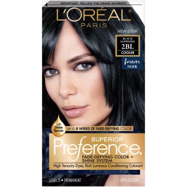 L'Oreal Paris Superior Preference Fade-Defying Color + Shine System, 2BL Black Sapphire (Packaging May Vary)