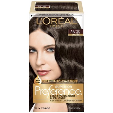L'Oreal Paris Superior Preference Fade-Defying Color + Shine System, 5A Medium Ash Brown(Packaging May Vary)