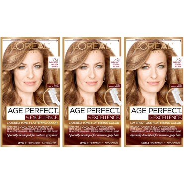L'Oreal Paris Hair Color Age Perfect By Excellence Layered Tone Flattering Color, 7G Dark, 3 Count