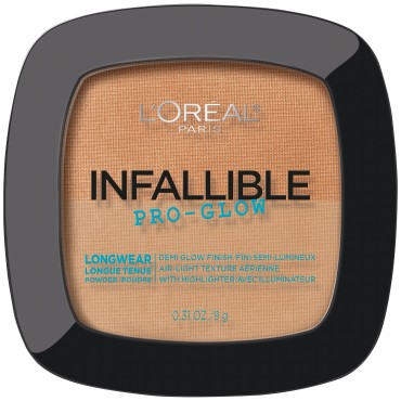L'Oréal Paris Infallible Pro Glow Pressed Powder, Sun Beige, 0.31 oz.