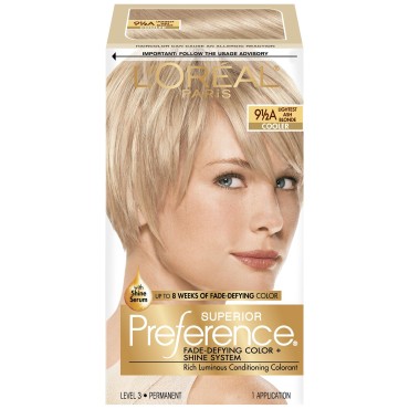 L'Oreal Paris Superior Preference Fade-Defying Color + Shine System, 9.5A Lightest Ash Blonde (Packaging May Vary)