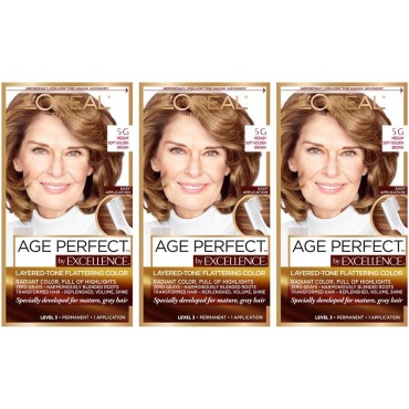 L'Oreal Paris Hair Color Age Perfect By Excellence Layered Tone Flattering Color, 5G Medium, 3 Count