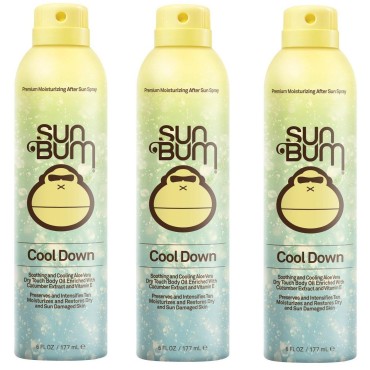 Sun Bum Cool Down Hydrating After Sun Spray fldgpO, 6oz Bottle, Hypoallergenic, Aloe, Cocoa Butter, 3 Pack