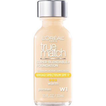L'Oreal Paris Cosmetics True Match Super-Blendable Foundation Makeup, Porcelain W1, 2 Count