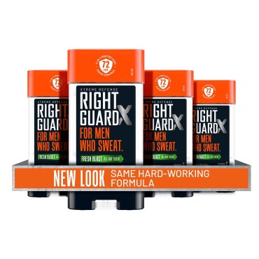 Right Guard Xtreme Defense Antiperspirant & Deodorant Gel | 5-in-1 Protection For Men | Blocks Sweat 2X Longer | 72-Hour Odor Control | Fresh Blast Scent, 4 oz. (4 count)