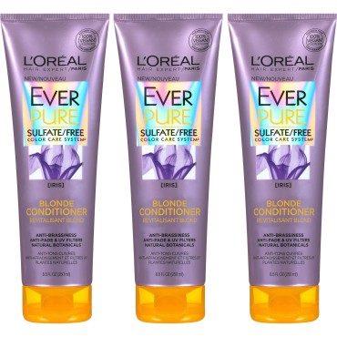 L'Oreal Paris Hair Care Everpure Blonde Conditioner Sulfate Free, 3 Count
