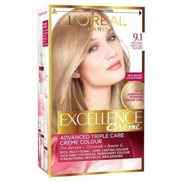 Excellence Creme Hair Colour 9.1 Natural Light Ash Blond