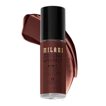 Milani Conceal + Perfect 2-in-1 Foundation + Concealer - Mahogany (1 Fl. Oz.) Cruelty-Free Liquid Foundation - Cover Under-Eye Circles, Blemishes & Skin Discoloration for a Flawless Complexion