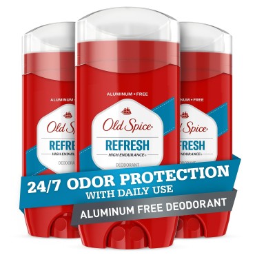 Old Spice Aluminum Free Deodorant for Men, Refresh, 3 oz each, Pack of 3