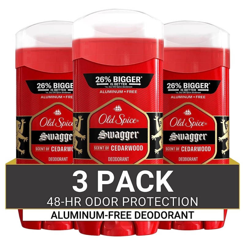 Old Spice Aluminum Free Deodorant for Men, Swagger Scent, 3.8 oz (Pack of 3)