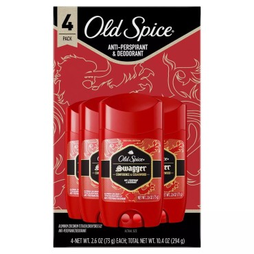 Old Spice Swagger Invisible Solid Antiperspirant Deodorant for Men, 2.6 Oz (4pk)