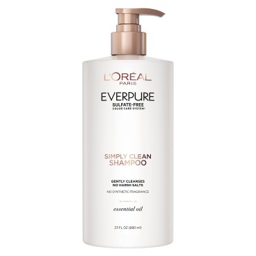 L'Oreal Paris EverPure Sulfate Free Simply Clean Shampoo, Hydrating Hair Care with Rosemary Essential Oils, 23 Fl Oz