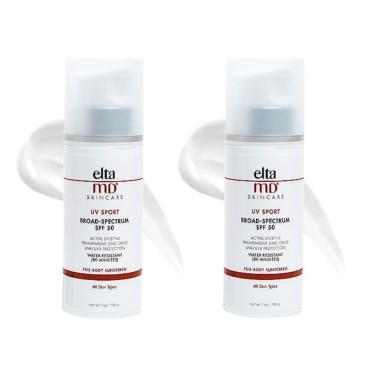 EltaMD UV Sport Body Sunscreen, SPF 50 Sport Sunscreen Lotion, Sweat Resistant and Water Resistant up to 80 Minutes, Formulated with Zinc Oxide Great for Outdoor Physical Activities, (2 Pack)