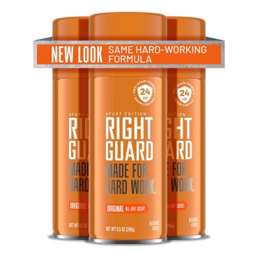Right Guard Sport Deodorant Spray | Anti-Stain Spray Deodorant For Men | Aluminum Free | 24-Hour Odor Control | Original Scent, 8.5 oz. (3 count)