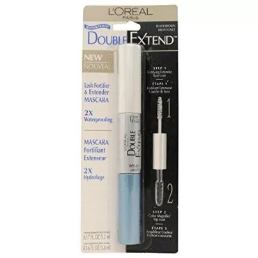L'Oreal Double Extend Lash Fortifier & Extender Mascara Waterproof Black Brown