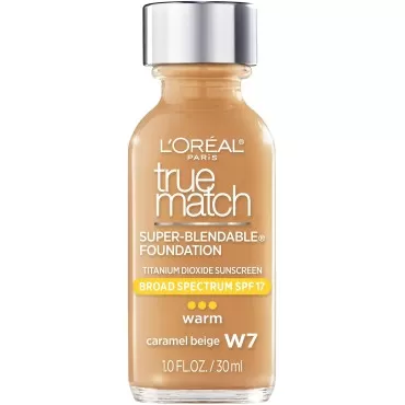 L'Oreal Paris Makeup True Match Super-Blendable Liquid Foundation, Caramel Beige W7, 1 Fl Oz,1 Count