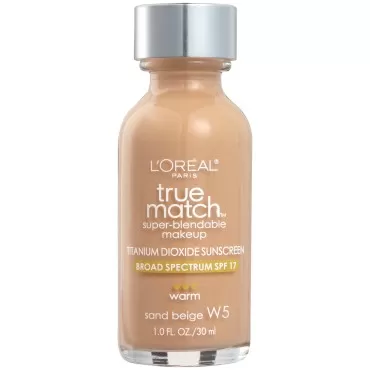 L'Oreal Paris Makeup True Match Super-Blendable Liquid Foundation, Sand Beige W5, 1 Fl Oz,1 Count