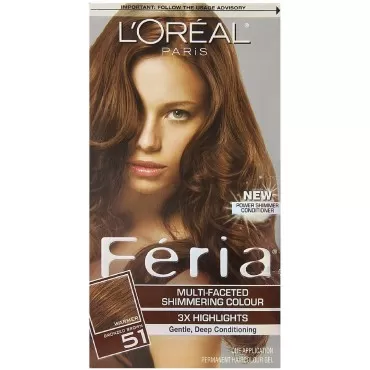 L'Oreal Feria Multi-Faceted Shimmering Colour 3X Highlights, Level 3 Permanent, Bronzed Brown/Warmer 51 (Pack of 3)