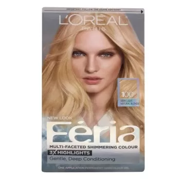 L'Oreal Feria Multi-Faceted Shimmering Colour 3X Highlights, Level 3 Permanent, Very Light Natural Blonde/Natural 100 (Pack of 3)