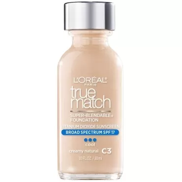 L'Oreal Paris Makeup True Match Super-Blendable Liquid Foundation, Creamy Natural C3, 1 Fl Oz,1 Count