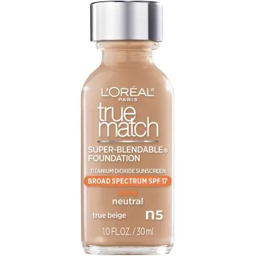 L'Oreal Paris Makeup True Match Super-Blendable Liquid Foundation, True Beige N5, 1 Fl Oz,1 Count