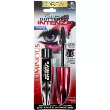 L'Oréal Paris Voluminous Butterfly Intenza Waterproof Mascara, Blackest Black, 0.23 fl. oz.