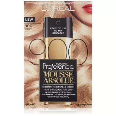 L'Oreal Paris Superior Preference Mousse Absolue, 900 Pure Light Blonde (Pack of 2)