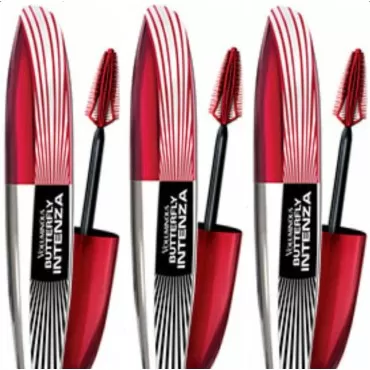 L'Oreal Paris Voluminous Butterfly Intenza Washable Mascara, 379 Black (Pack of 3)