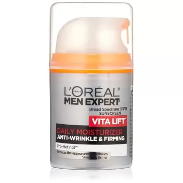 L'Oreal Men Expert Vitalift Anti-Wrinkle & Firming Face Moisturizer with SPF 15 and Pro-Retinol, Face Moisturizer for Men, Beard and Skincare for Men, 1.6 oz