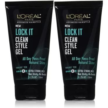 L'Oreal Paris Advanced Hairstyle Lock It Clean Style Gel, 5.1 Ounce (Pack of 2)