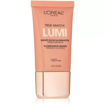 L'Oreal Paris True Match Lumi Liquid Glow Illuminator, Rose [N201] 0.67 oz (Pack of 2)