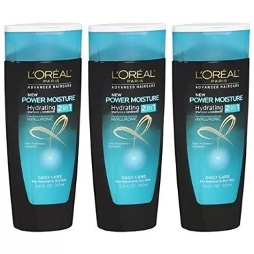 L'Oreal Paris Power Moisture Hydrating 2-in-1 Shampoo + Conditioner 12.6 oz (Pack of 3)