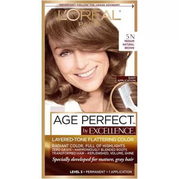 L'Oreal Paris ExcellenceAge Perfect Layered Tone Flattering Color, 5N Medium Natural Brown