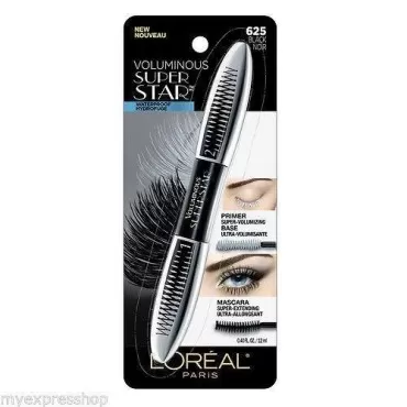 L'Oreal Paris Voluminous Superstar Waterproof Mascara, Black [625] 0.40 oz (Pack of 6)