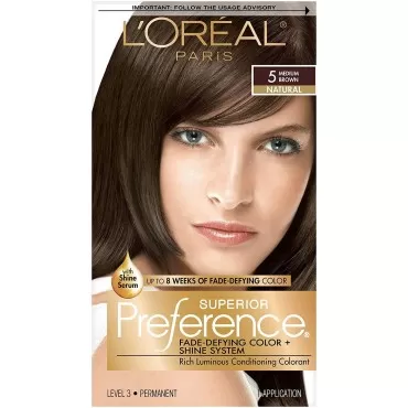 L'Oreal Superior Preference Permanent Hair Color, 5 Medium Brown 1 ea (Pack of 5)