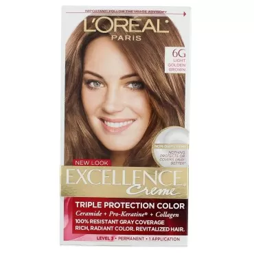 L'Oreal Paris Excellence Creme Triple Protection Hair Color -Light Golden Brown [6G] Pack of 5