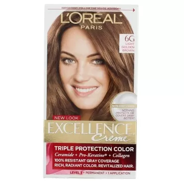 L'Oreal Paris Excellence Creme Triple Protection Hair Color -Light Golden Brown [6G] Pack of 7