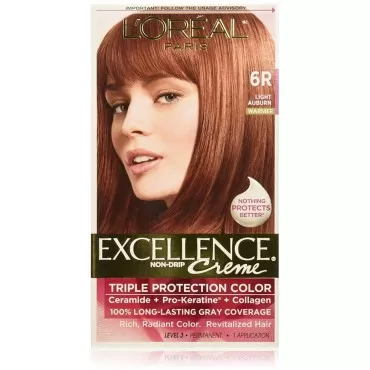 L'Oreal Paris Excellence Creme Triple Protection Hair Color, Light Auburn (Warmer) [6R] 1 ea (Pack of 4)