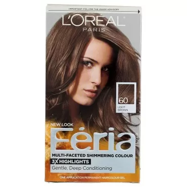 L'Oreal Feria Multi-Faceted Shimmering Color, 60 Light Brown, 1 ea (Pack of 6)