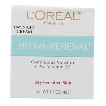 L'Oreal Dermo-Expertise Hydra-Renewal Continuous Moisture Cream Dry/Sensitive Skin 1.70 oz (Pack of 5)