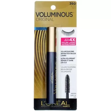 L'Oreal Voluminous Waterproof Mascara, Black [360], 0.28 oz (Pack of 5)