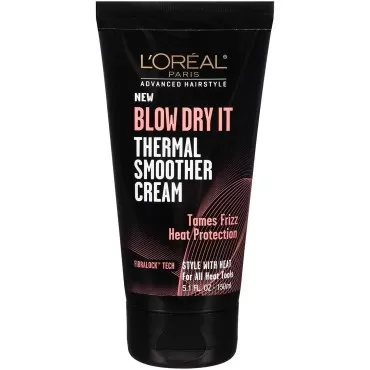 L'Oreal Paris Advanced Hairstyle Blow Dry It Thermal Smoother Cream, 5.1 Ounce (Pack of 4)