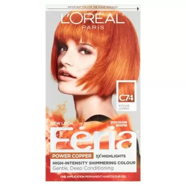L'Oreal Paris Feria Power Copper High-Intensity Shimmering Colour, Intense Copper [C74] 1 ea (Pack of 5)