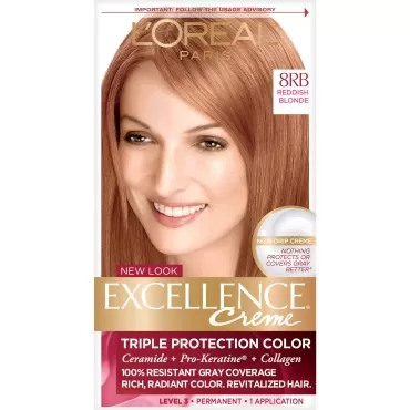 L'Oreal Paris Excellence Creme Permanent Hair Color, 8RB Medium Red Blonde 3 Count
