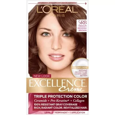 L'Oreal Paris Excellence Creme Permanent Hair Color, Medium Red Brown (3 Count)