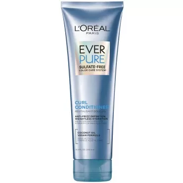 L'Oreal Paris Sulfate Free Conditioner for Curly Hair, Lightweight, Anti-Frizz Hair Care with Coconut Oil, EverPure, 8.5 Fl Oz (Packaging May Vary)