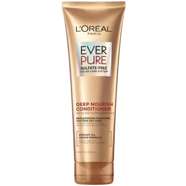 L'Oreal Paris Sulfate Free Conditioner for Dry Hair, Triple Action Hydration for Dry, Brittle or Color Treated Hair, Apricot Oil Infused Hair Care, EverPure, 8.5 Fl Oz (Packaging May Vary)