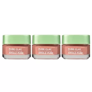 L'Oréal Paris Skincare Pure-Clay Face Mask with Red Algae for Clogged Pores to Exfoliate And Refine Pores, 1.7 Ounce (Pack of 3)