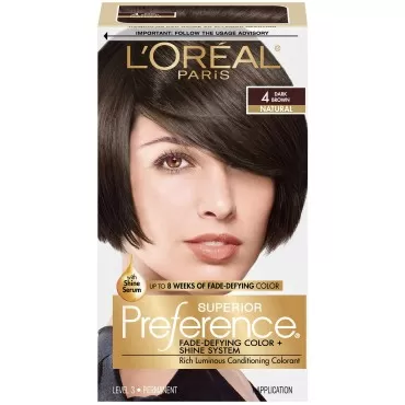 L'Oreal Paris Superior Preference Fade-Defying Color Plus Shine System, 4 Dark Brown