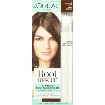 L'Oreal Paris Root Rescue 10 Minute Root Coloring Kit, 4 Dark Brown
